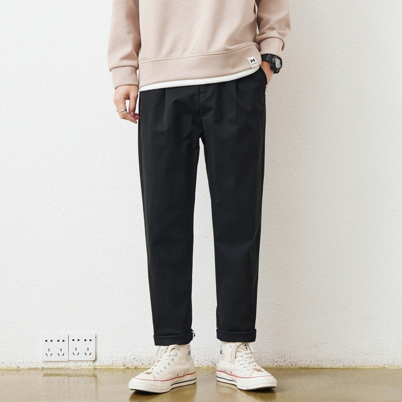 Loose, Simple And All-matching Khaki Tooling Straight-leg Trousers