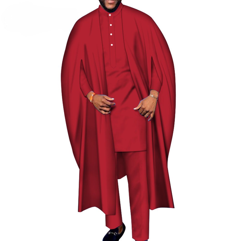 Men's Robe T-shirt And Pants Three-piece Suit