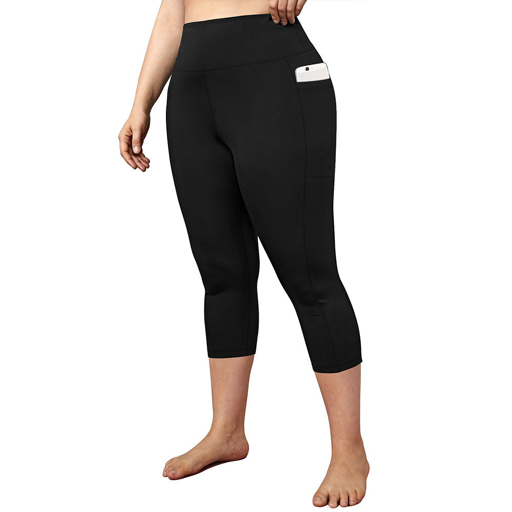 Pocket Plus Size Cropped Yoga Pants Tight