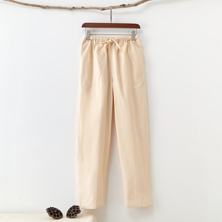 Men's Solid Color Pure Cotton Coarse Fabric Casual Pants
