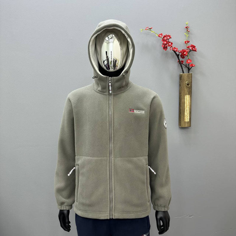 Hooded Fleece-lined Thickened Men's Coat Jacket Cold-proof Warm Double-sided Polar Fleece