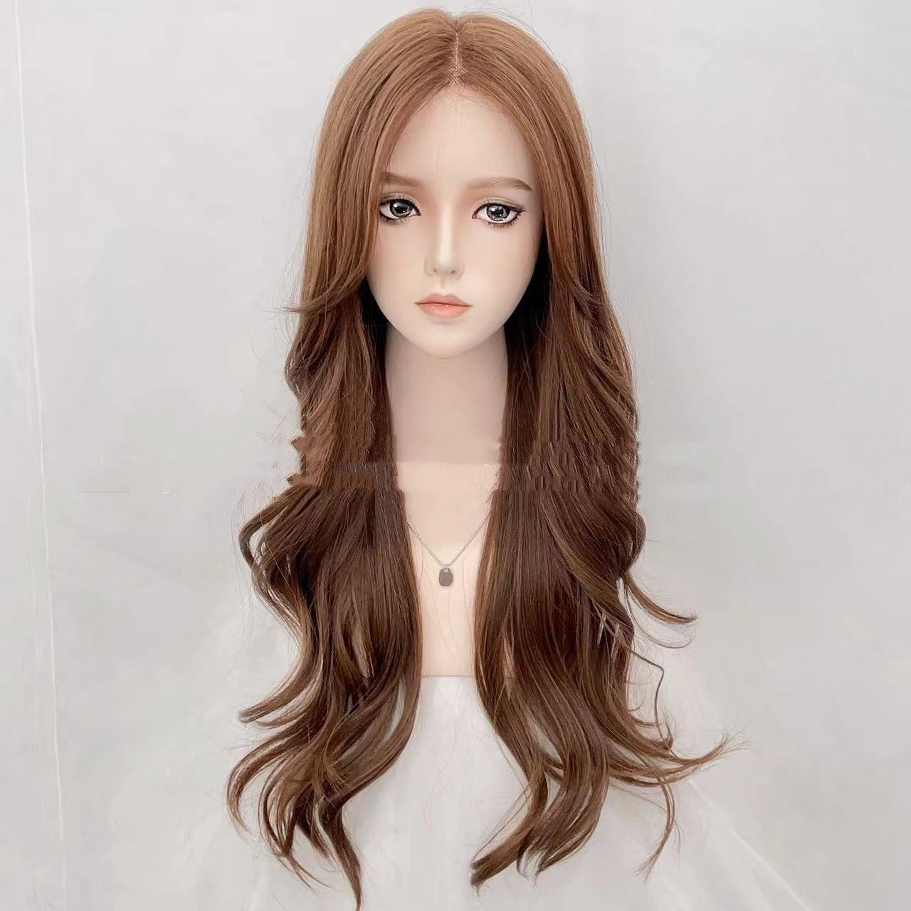 Linen Front Lace Wig Women's Fashion Natural Long Curly Hair