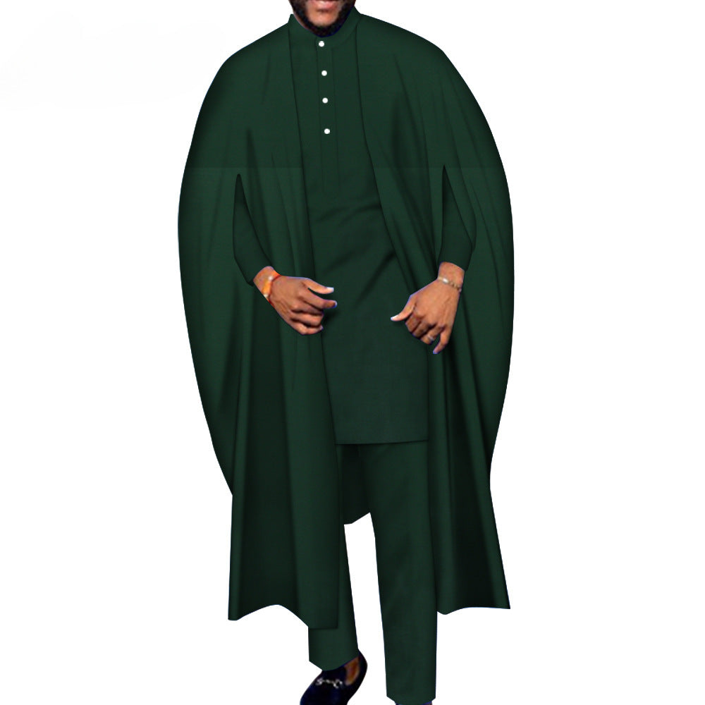 Men's Robe T-shirt And Pants Three-piece Suit