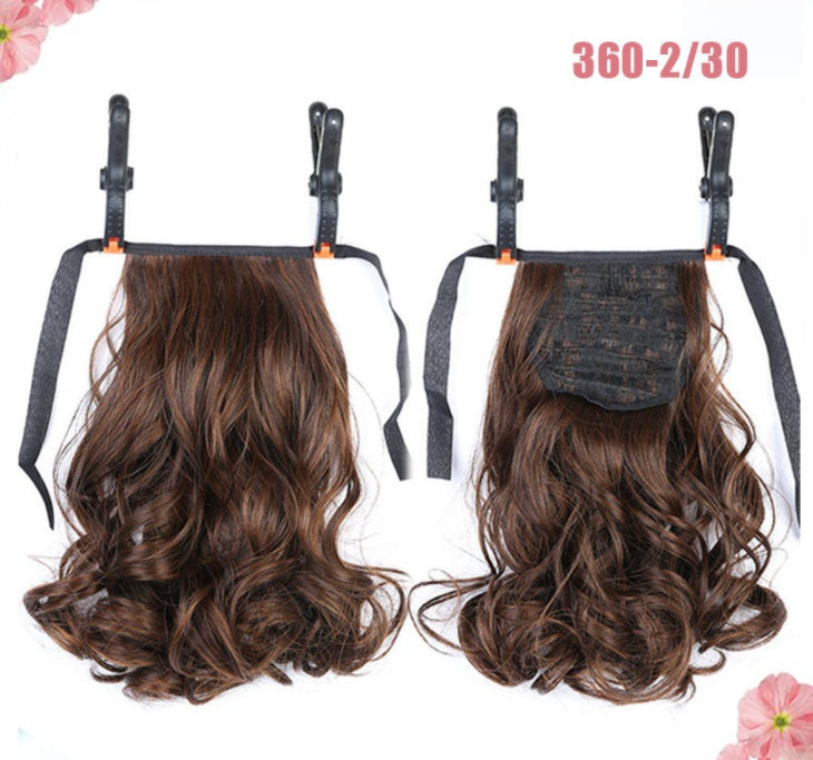 Lace Up Pear Flower Roll Big Wave Medium Length Short Ponytail