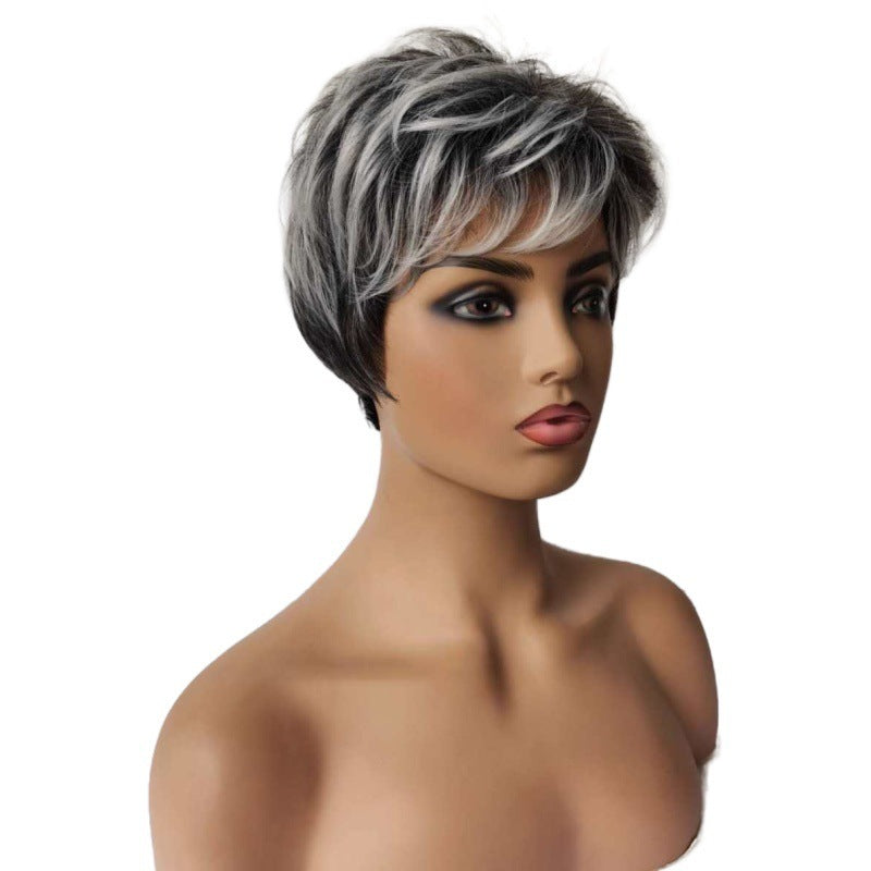 Short Fluffy Hair With Oblique Bangs Chemical Fiber Set
