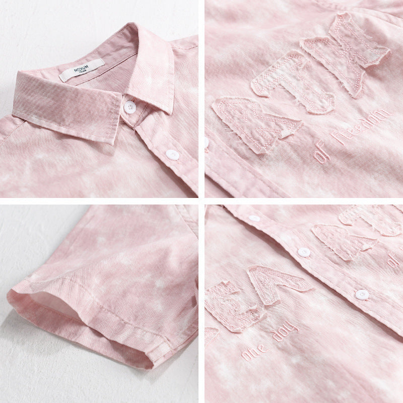 Summer Menswear Hanging Dyed Printed Simple Short Sleeve