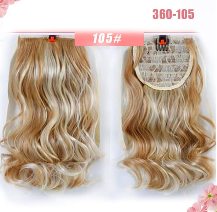 Lace Up Pear Flower Roll Big Wave Medium Length Short Ponytail