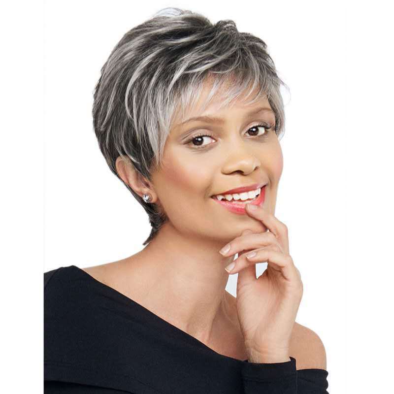 Short Fluffy Hair With Oblique Bangs Chemical Fiber Set