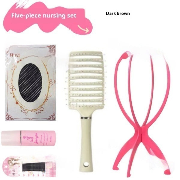 Full-head Wig Style Forehead Lace Mid-length Natural Black Long Straight