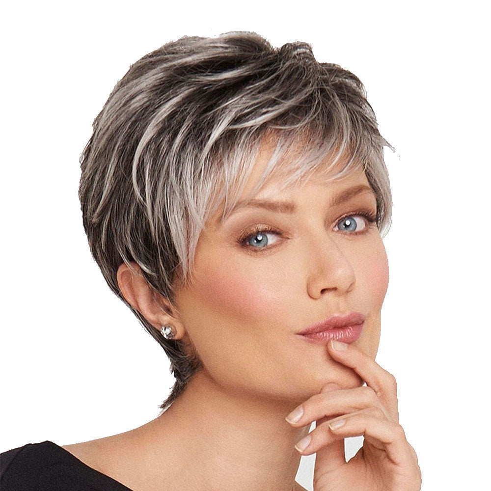 Short Fluffy Hair With Oblique Bangs Chemical Fiber Set