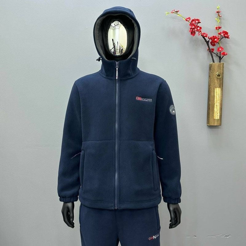 Hooded Fleece-lined Thickened Men's Coat Jacket Cold-proof Warm Double-sided Polar Fleece