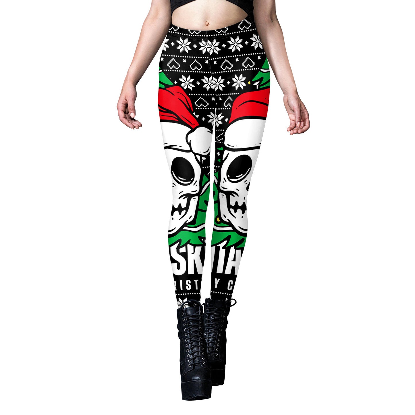 Women's Wansheng Skull Digital Printed Tapered Yoga Leggings