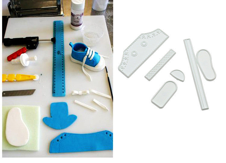 Football Sneakers Plastic Cake Fondant Mold Biscuit Impression Pressing Die DIY Baking Mold