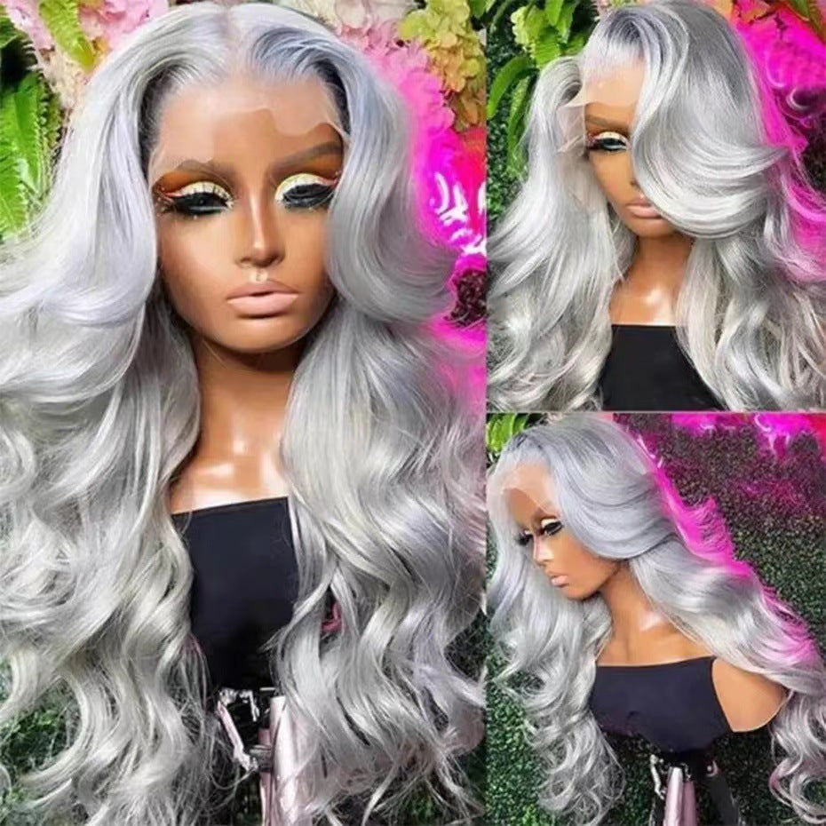 Front Lace New Long Curly Hair Lace Big Wave Multi-color Wig