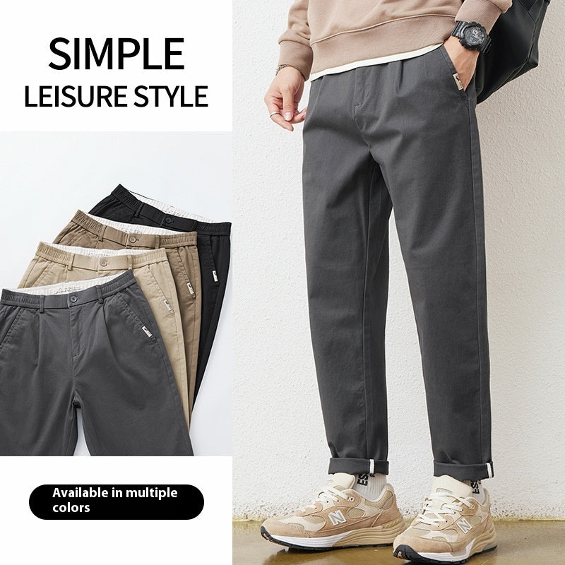 Loose, Simple And All-matching Khaki Tooling Straight-leg Trousers