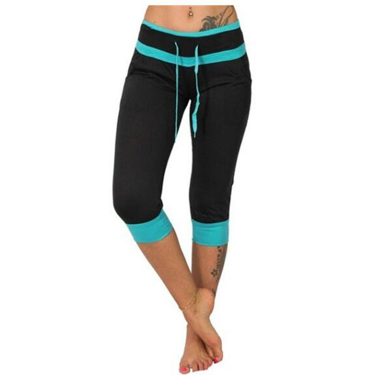 High Waist Temperament Commuter Cropped Pants Color Matching Casual Pants