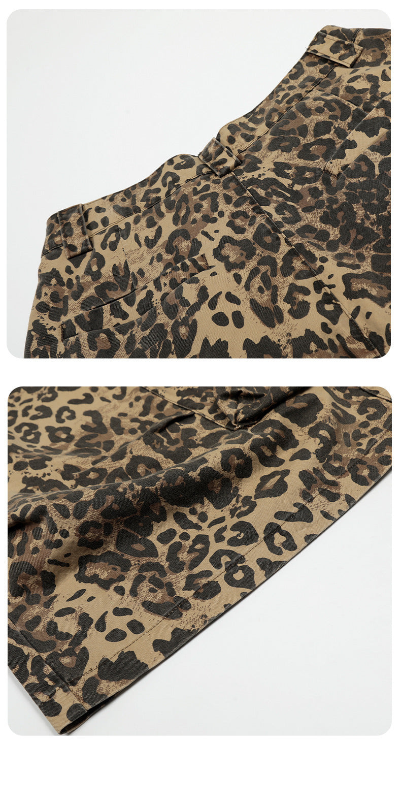 11KN American Vintage Leopard Print Loose Straight Cropped Pants