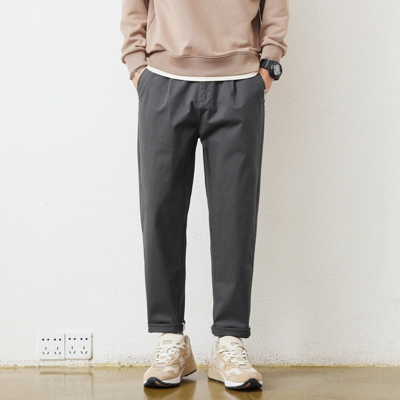 Loose, Simple And All-matching Khaki Tooling Straight-leg Trousers