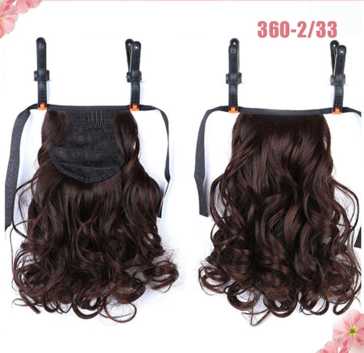 Lace Up Pear Flower Roll Big Wave Medium Length Short Ponytail