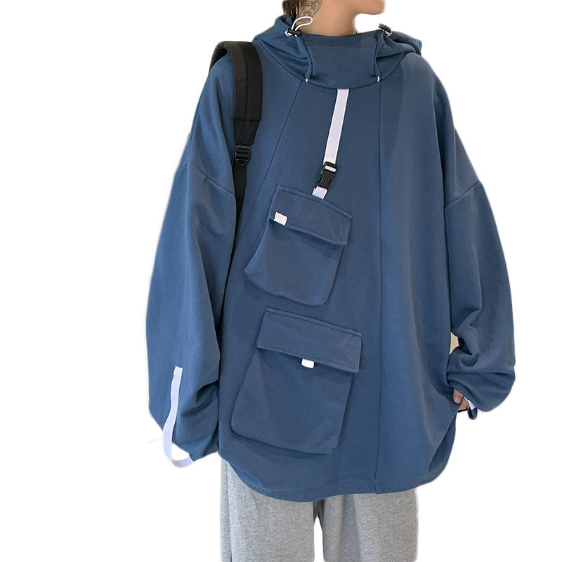 Men's Sweater Multi-pocket Workwear Loose Pullover Coat