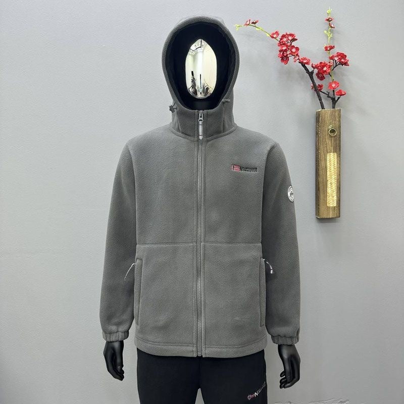 Hooded Fleece-lined Thickened Men's Coat Jacket Cold-proof Warm Double-sided Polar Fleece