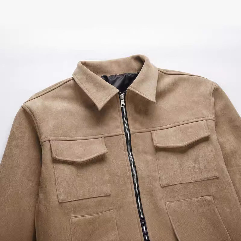 Thickened Zipper Big Pocket Jacket Coat