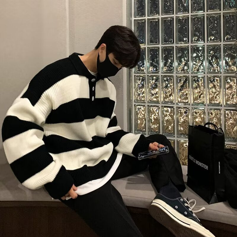 Coat Sweater Men's Loose All-matching Striped