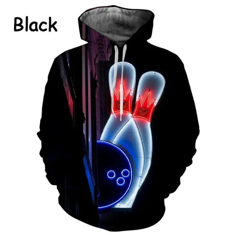 Bowling Series 3D Printed Men's Casual Hooded Sweater