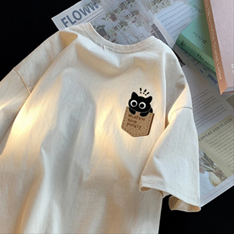 Printed All-matching Heavy Cotton T-shirt