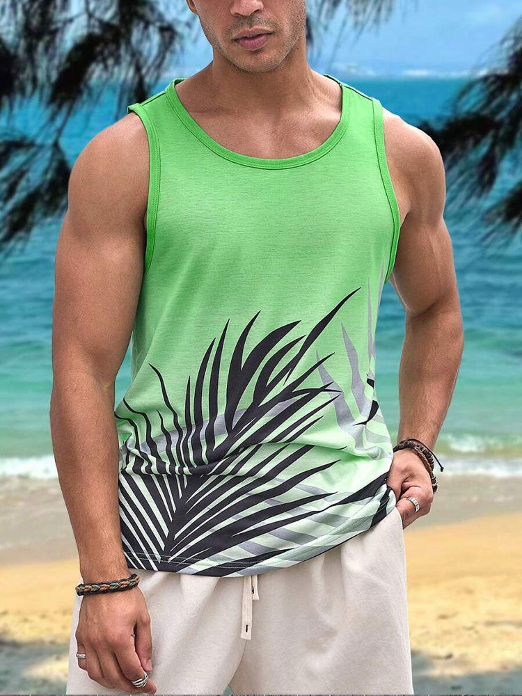 3D Printed Men's Sleeveless Vest T-shirt Hawaiian Style