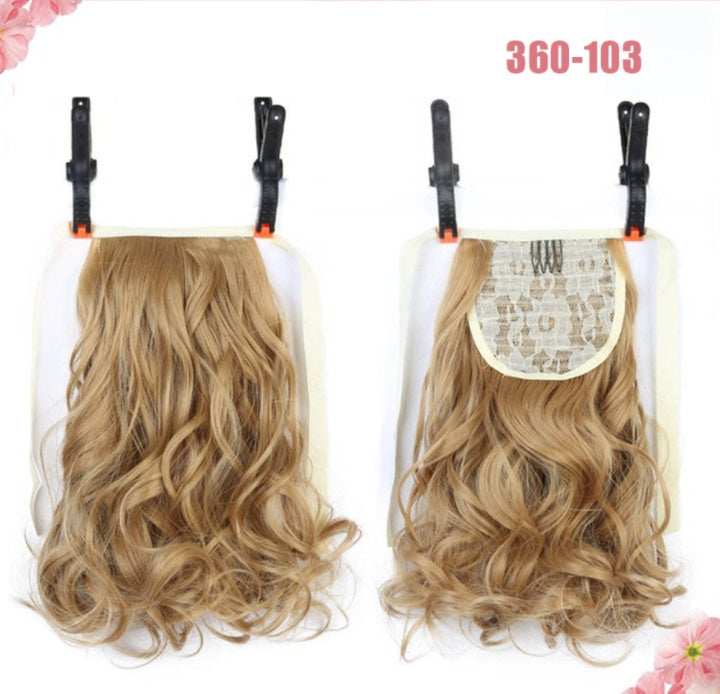 Lace Up Pear Flower Roll Big Wave Medium Length Short Ponytail