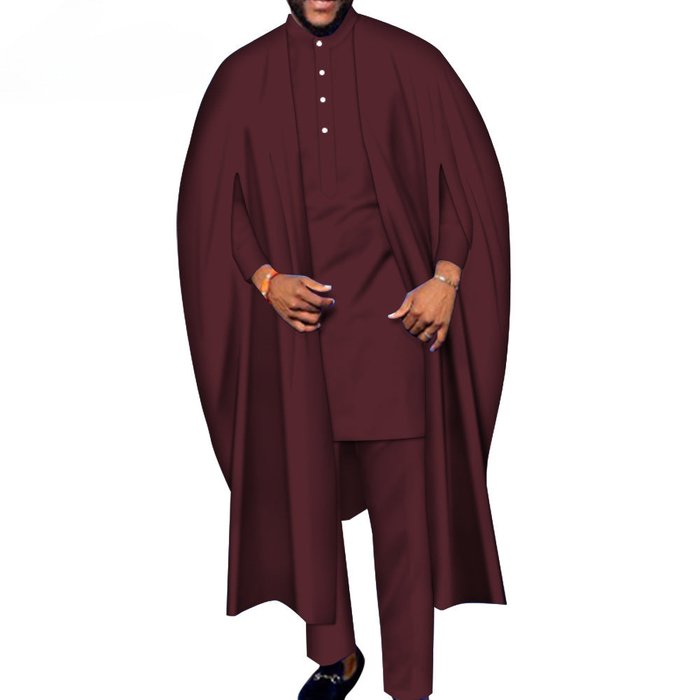 Men's Robe T-shirt And Pants Three-piece Suit