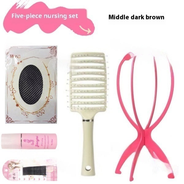 Full-head Wig Style Forehead Lace Mid-length Natural Black Long Straight