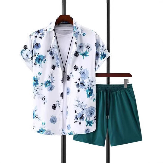 Men's Casual Fashion 3D Digital Printing Short Sleeve Shirt Outfit