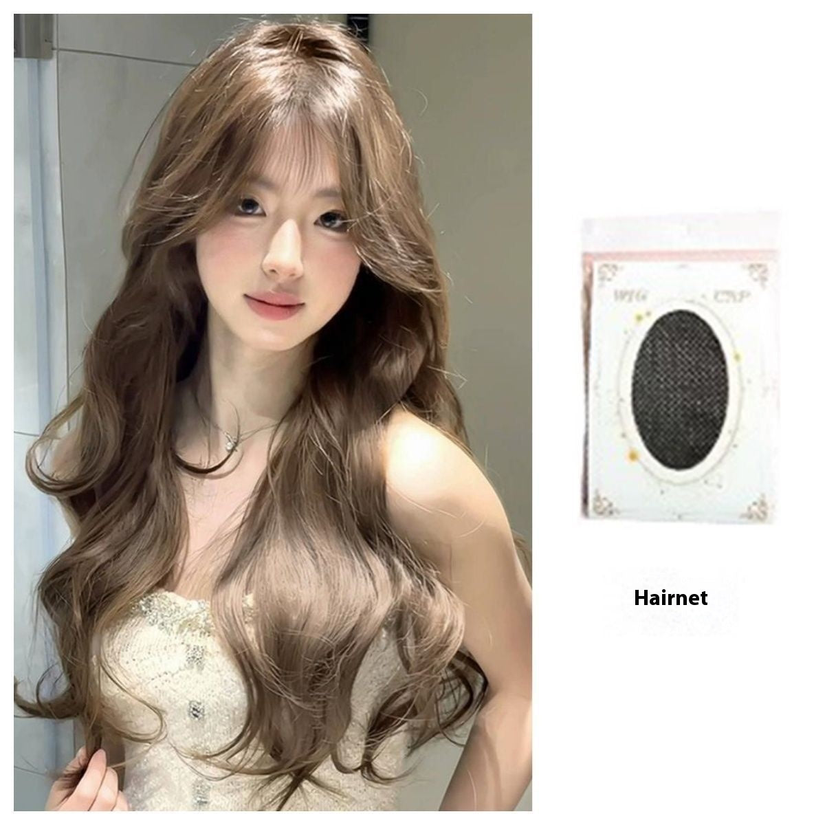 Wig Female Temperament Filbert Gray Brown Big Wave Daily