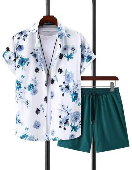 Men's Casual Fashion 3D Digital Printing Short Sleeve Shirt Outfit