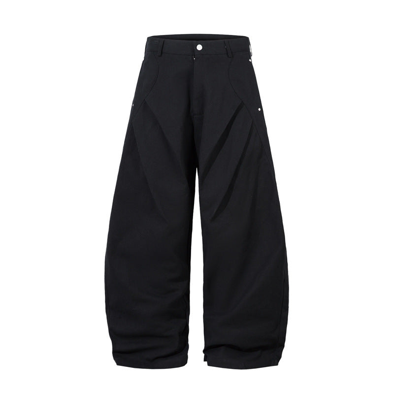 Pleated Machete Casual Pants Men's Loose-fitting Wide-leg Trousers