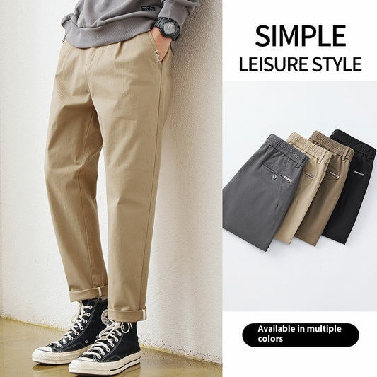 Loose, Simple And All-matching Khaki Tooling Straight-leg Trousers