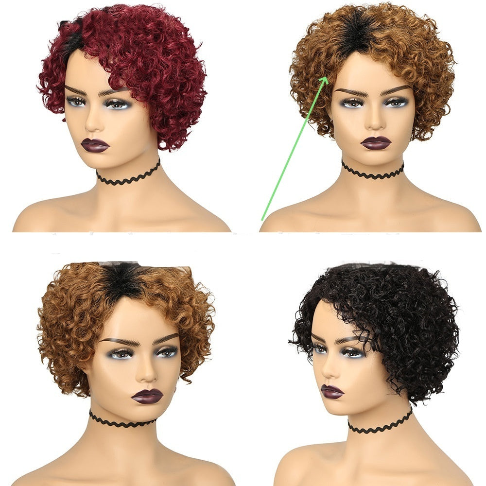 Partial Gradient Chemical Fiber Multi-color Small Roll Wig Sheath