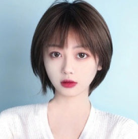 Natural Human Hair Clavicle Hairstyle Full Head Wig Sheath