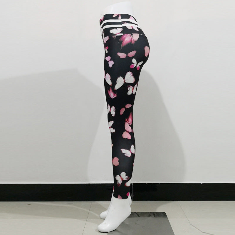 Multi-color Printed Women's Tight High Waist Trousers