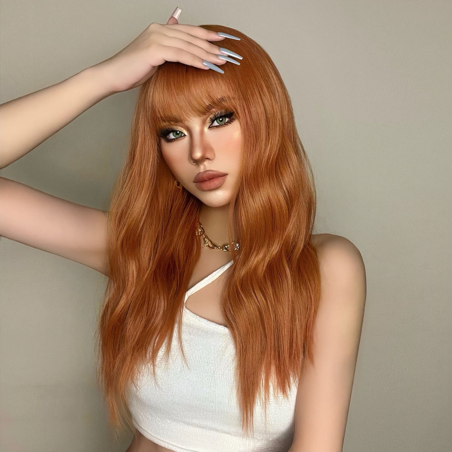Women's Orange Long Hair Wig