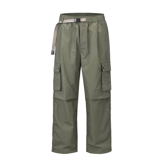 Large Pocket Paratrooper Pants Loose Wide Leg Drawstring Ankle-tied Casual Pants