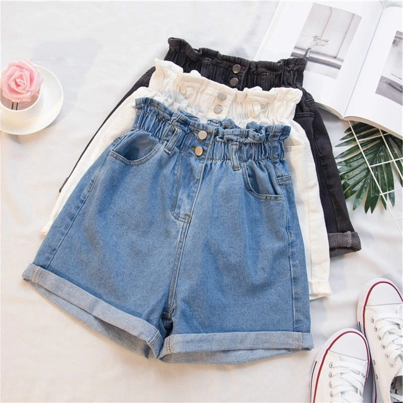 Denim shorts high waist loose loose thin legs hot