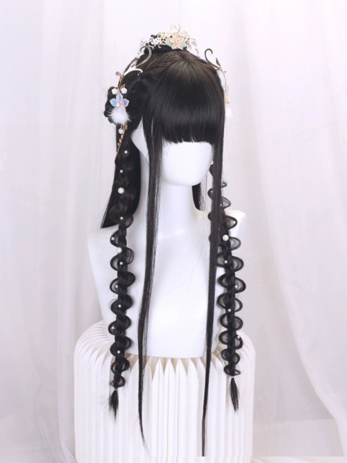 Hanfu Wig One-piece Cos Ancient Costume Style All-match Whole Top Full-head Wig