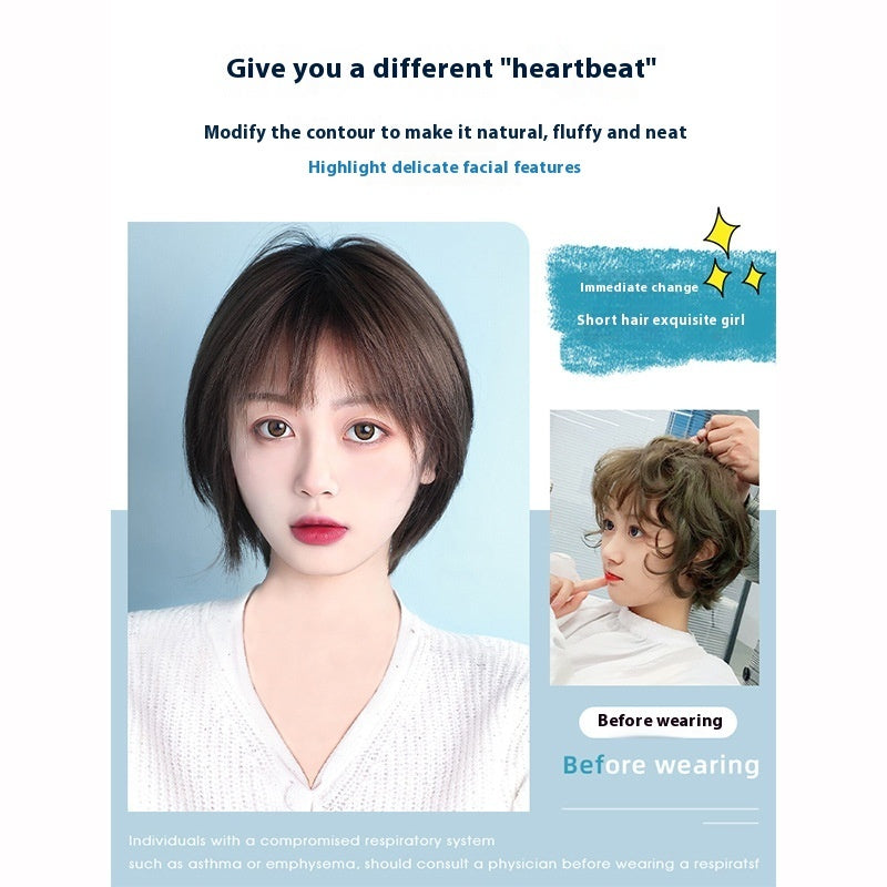 Natural Human Hair Clavicle Hairstyle Full Head Wig Sheath