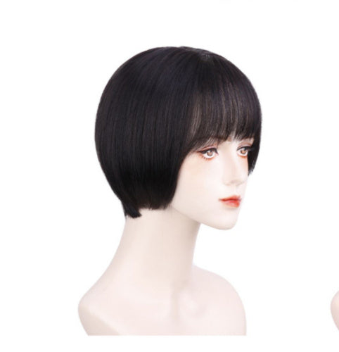 Natural Human Hair Clavicle Hairstyle Full Head Wig Sheath