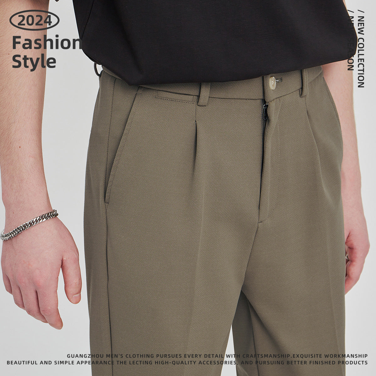 Men's Business Slim-fitting Ankle Length Trousers Anti-wrinkle Straight