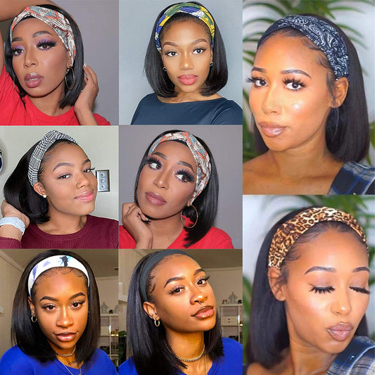 Short Ice Silk Hair Band Heat Resistant Headband Wig