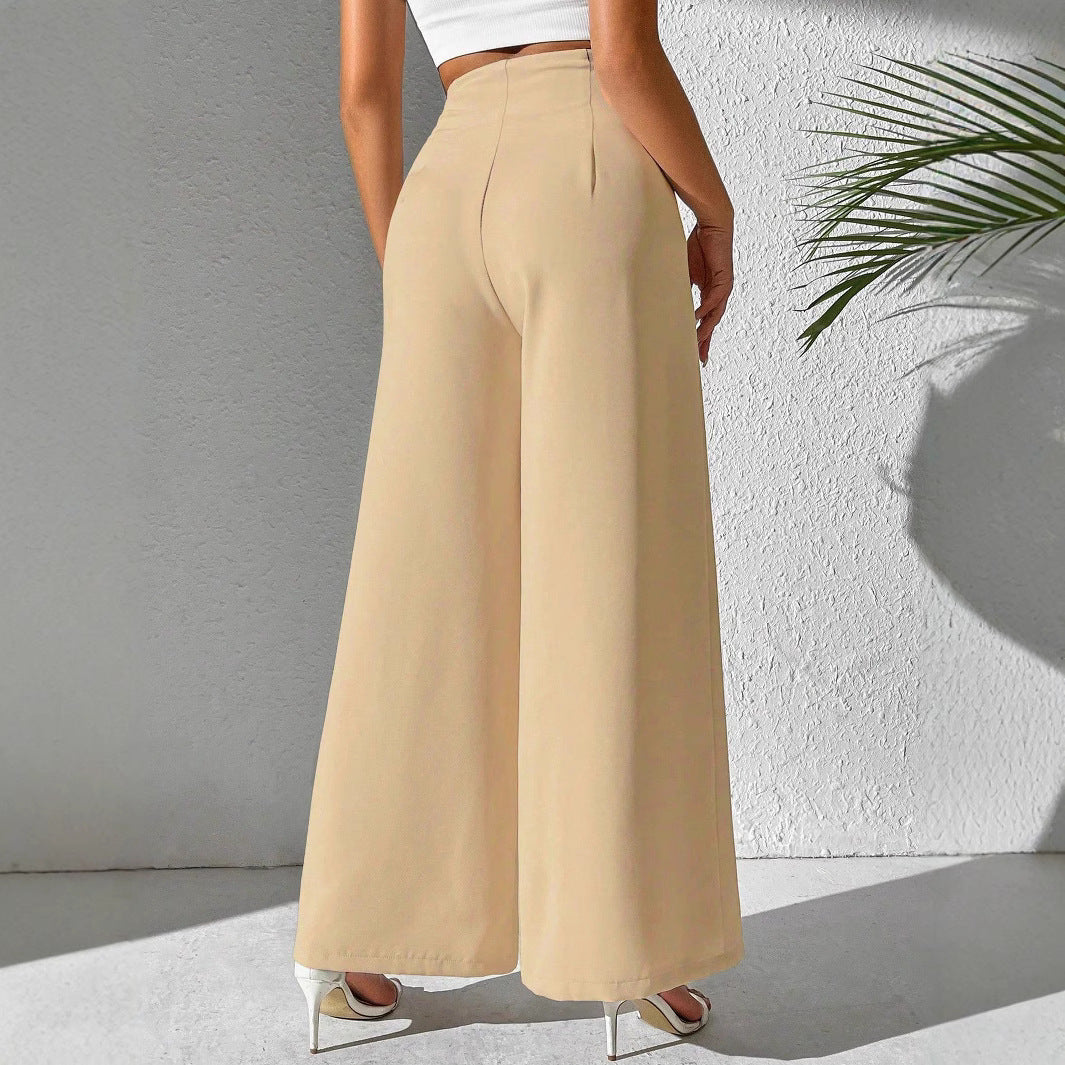 Solid Color High Waist Drooping Wide Leg Business Pants Trousers And Suit Pants